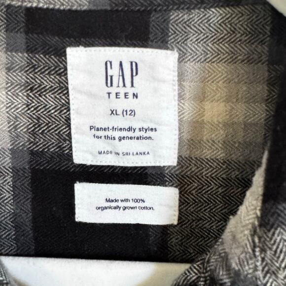 Gap Teen Flannel Button-Up Shirt Long Sleeve Plaid 100% Cotton Size XL (12) - Picture 3 of 6